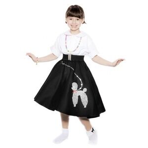 Black Child Youth Size Felt Poodle Skirt Sock Hop Dance Party W22-28 L19 Hey Viv